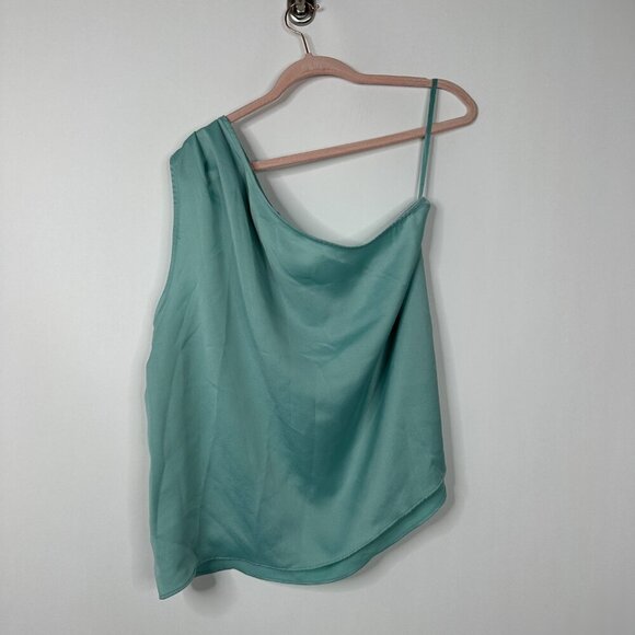 2/$30 White House Black Market Sleeveless One-Shoulder Draped Top Aquifer #A0039 - Picture 7 of 11